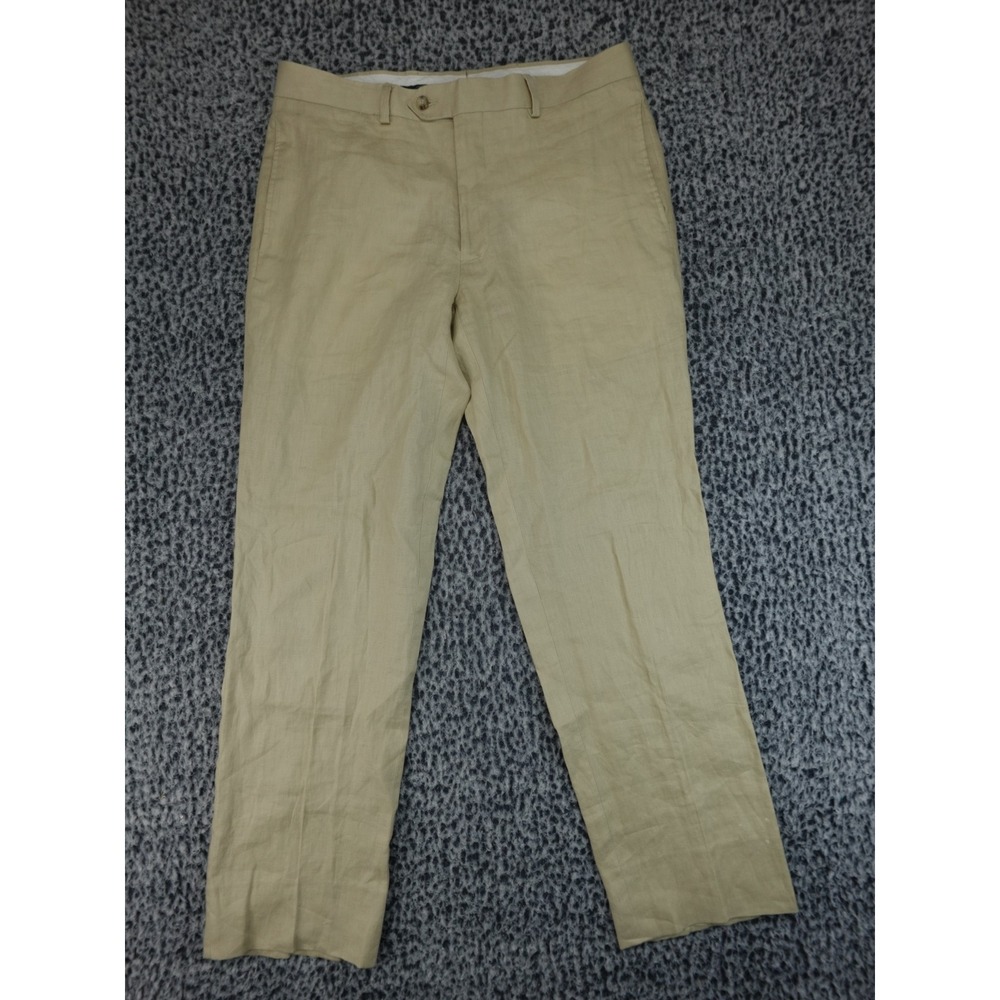 Pronto Uomo Tan Linen Blend Dress Pants